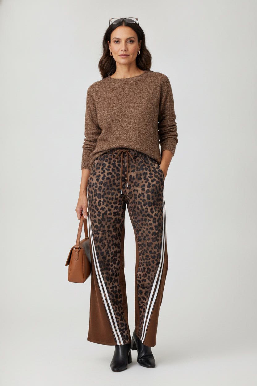 PS987 Pantalonera Animal Print Doble Raya Cruzada con Elástico