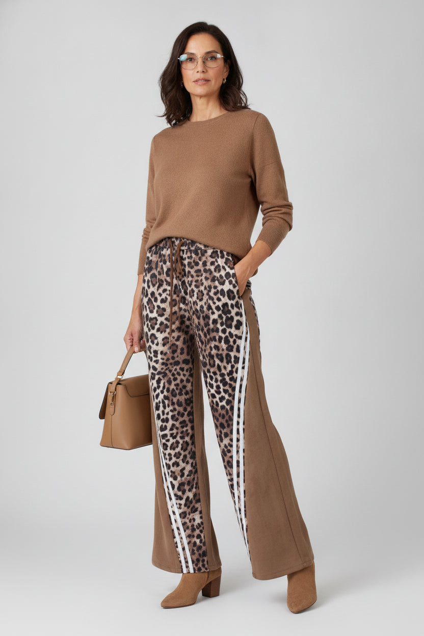 PS987 Pantalonera Animal Print Doble Raya Cruzada con Elástico