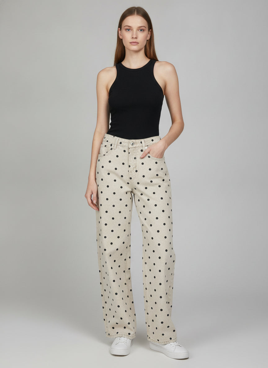 CL-26Y-3249-9 Pantalón Barril Dots