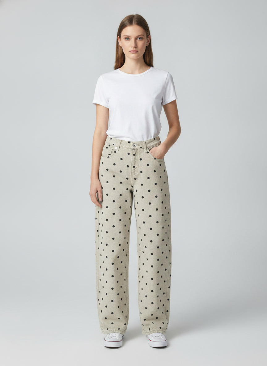 CL-26Y-3249-9 Pantalón Barril Dots
