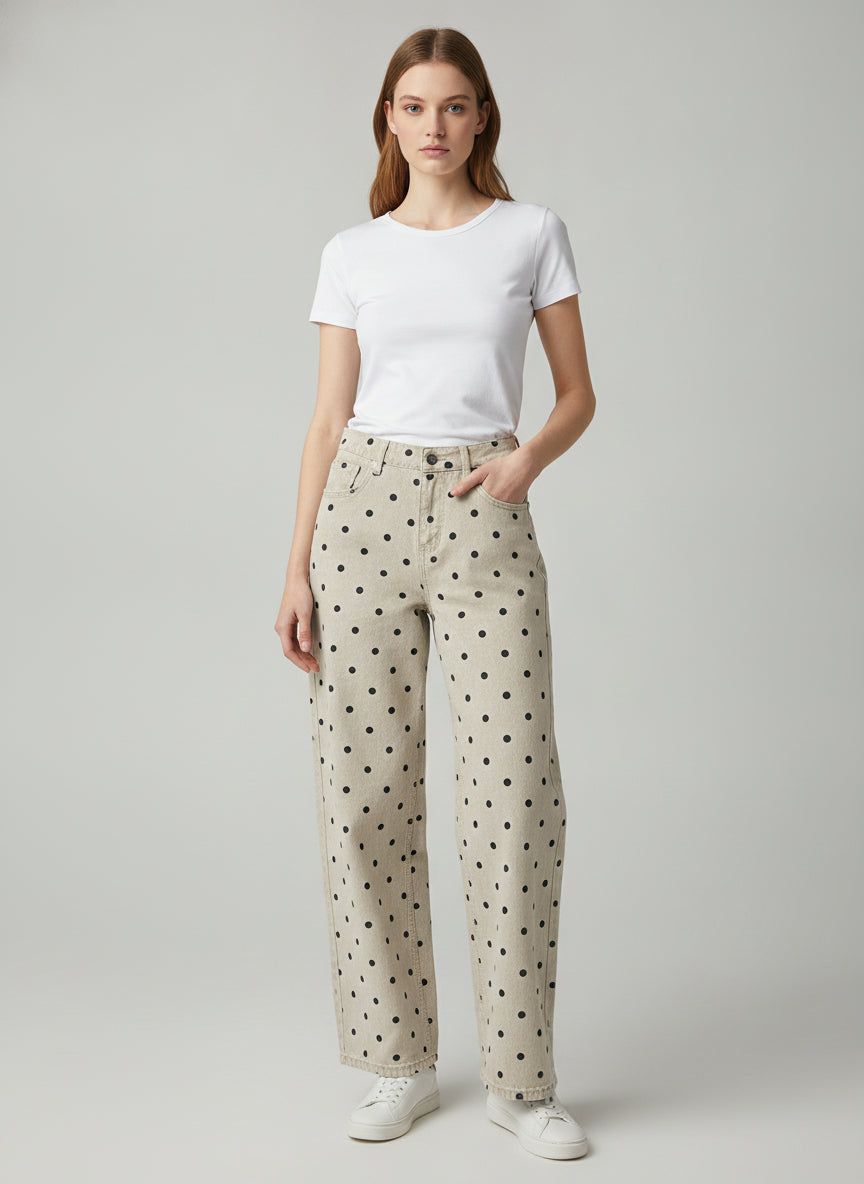 CL-26Y-3249-9 Pantalón Barril Dots