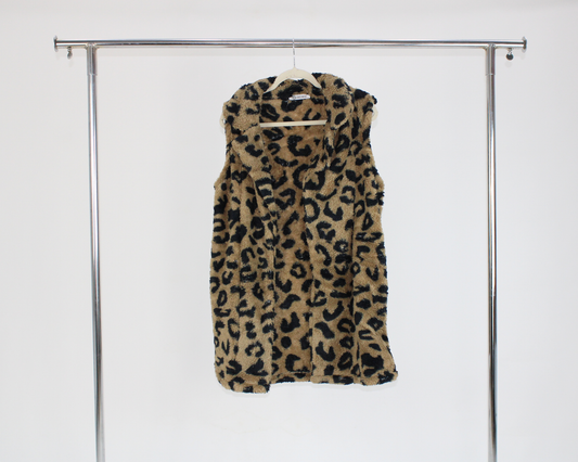 CF24135 Chaleco Largo Peluche Animal Print