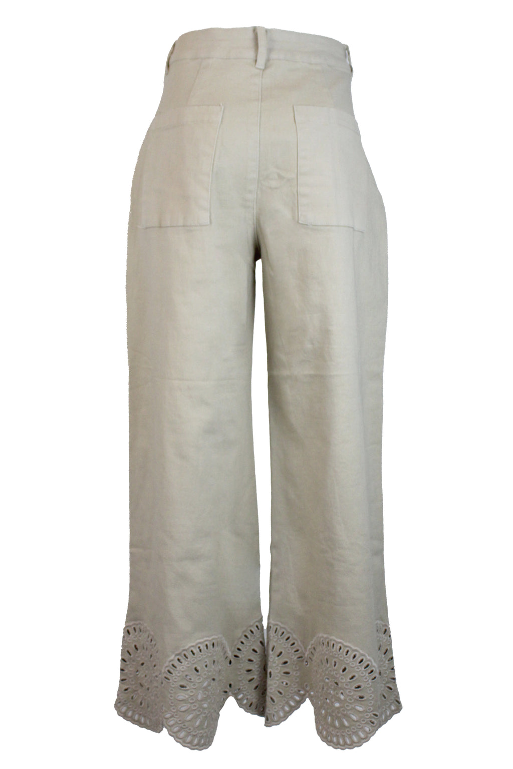 LM1100 Pantalón Pierna Ancha Bordado Inferior