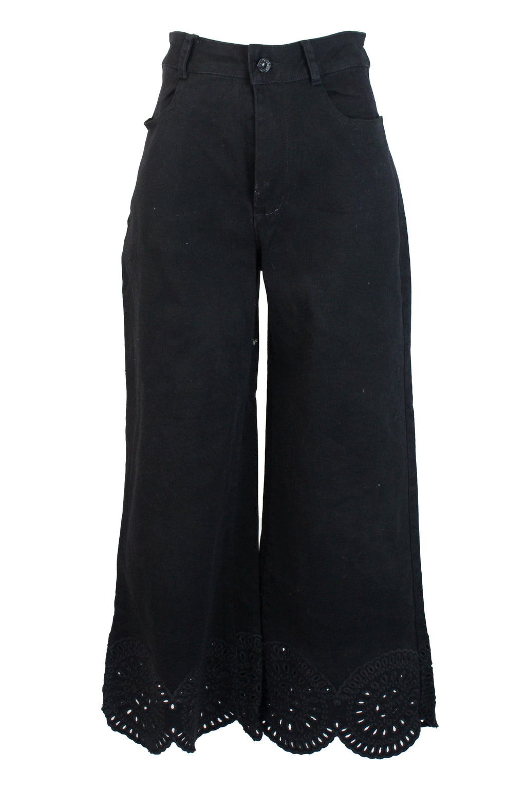 LM1100 Pantalón Pierna Ancha Bordado Inferior