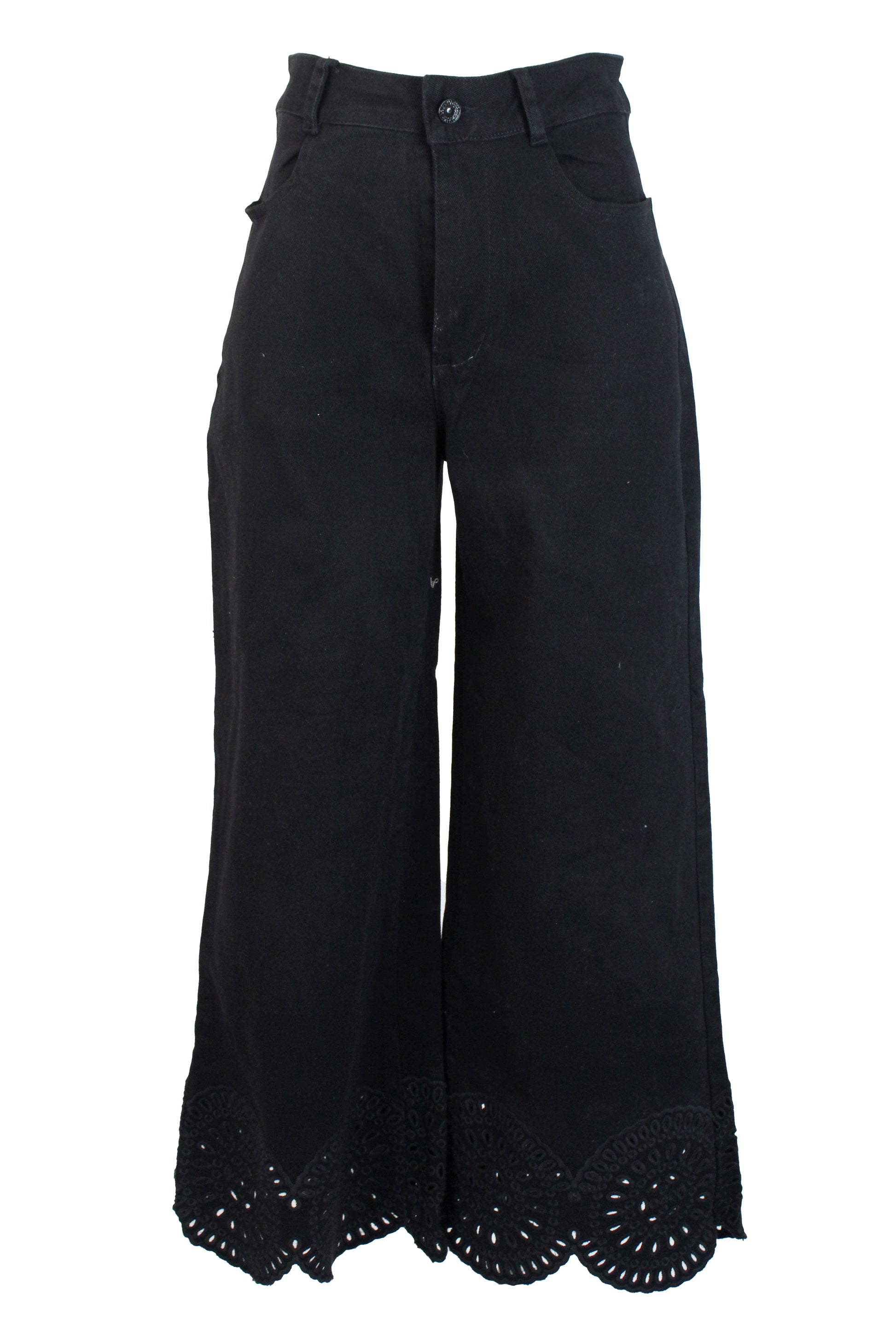 LM1100 Pantalón Pierna Ancha Bordado Inferior