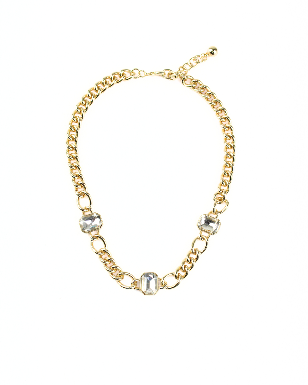 2604 Cadena con 3 piedras cuadradas