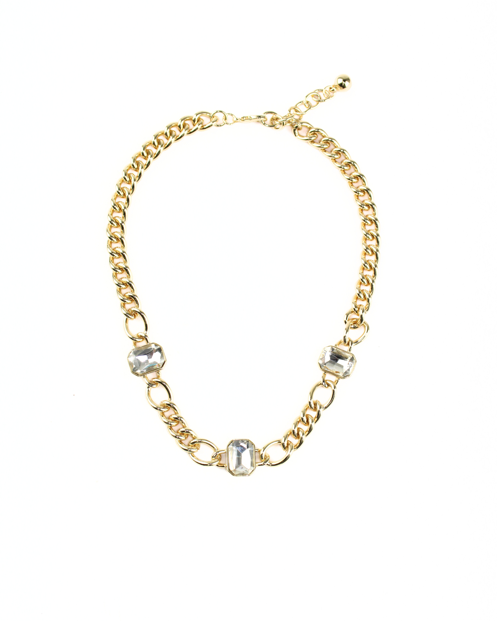 2604 Cadena con 3 piedras cuadradas