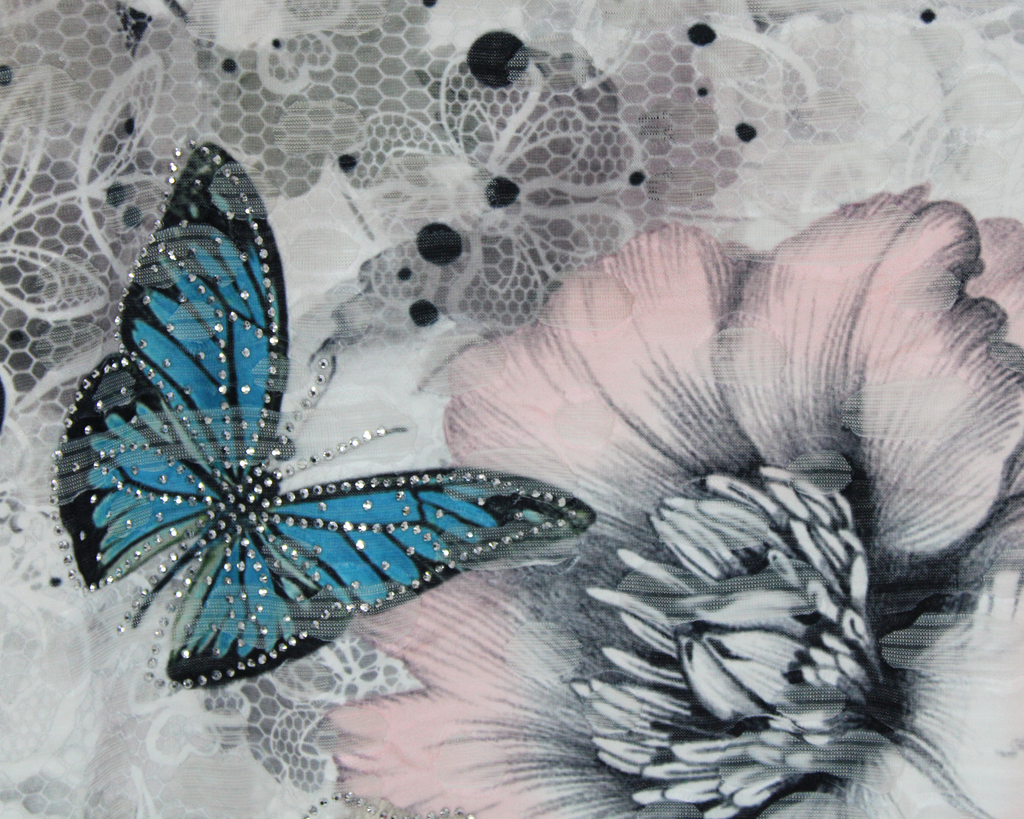 YA011 Blusa efecto roto mariposa y flores