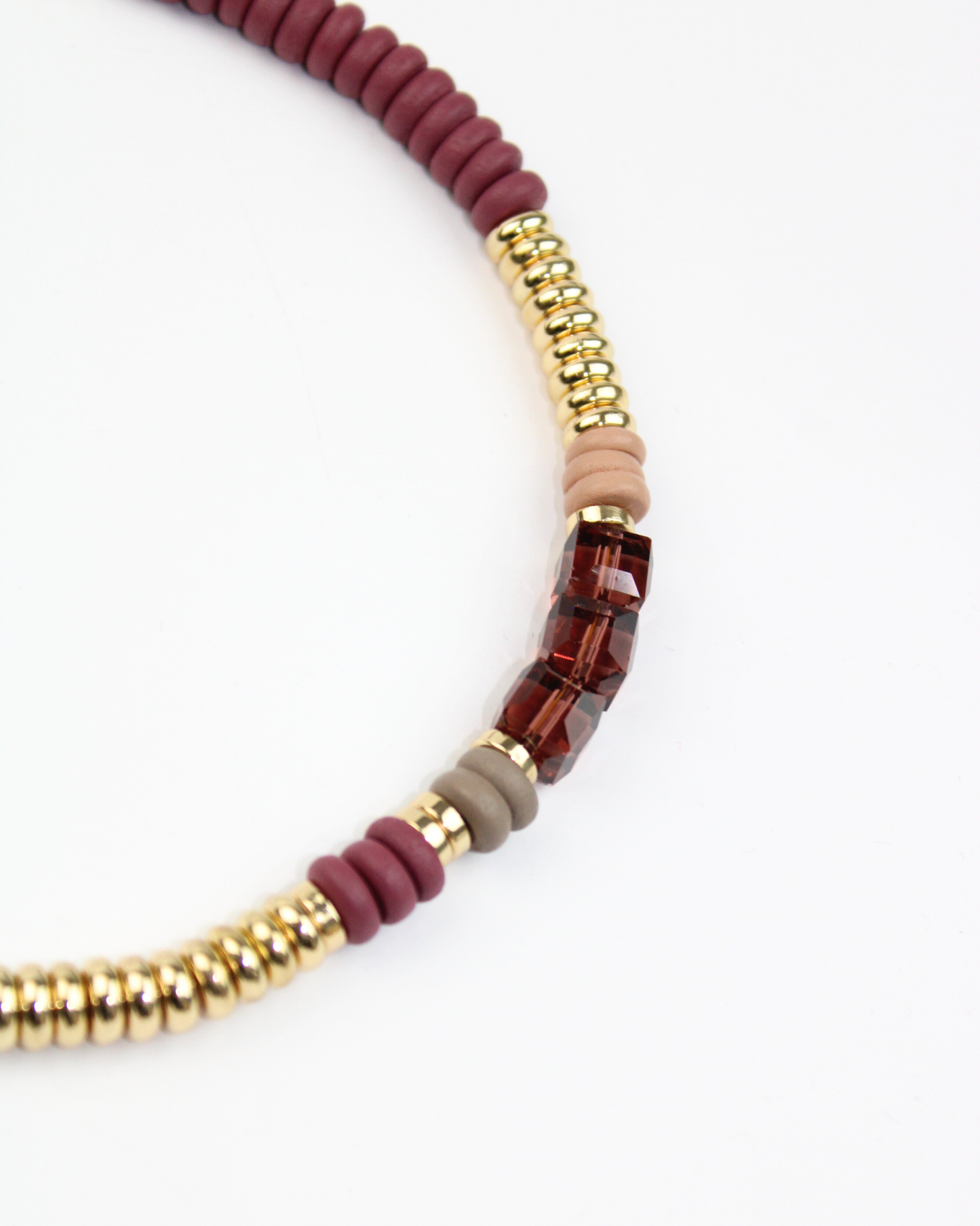 Collar Cristales y Cuentas Anillos de Zinc y Madera 4750
