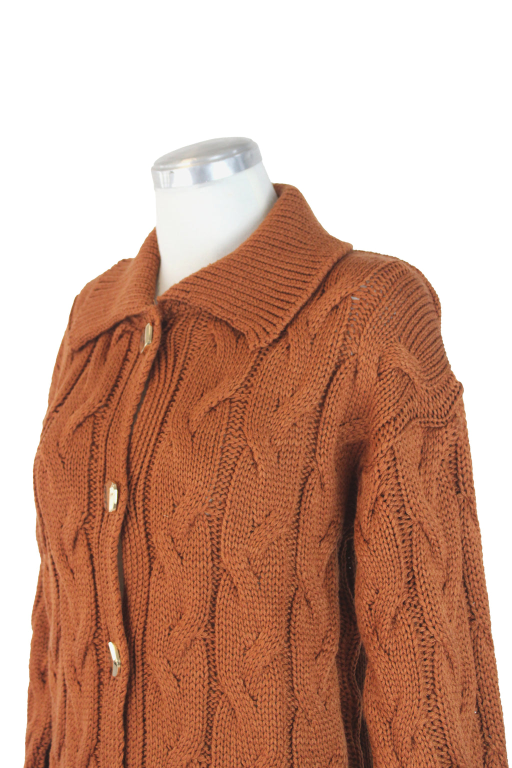 CARIME Sueter Abierto Trenzado Botones Cuadro