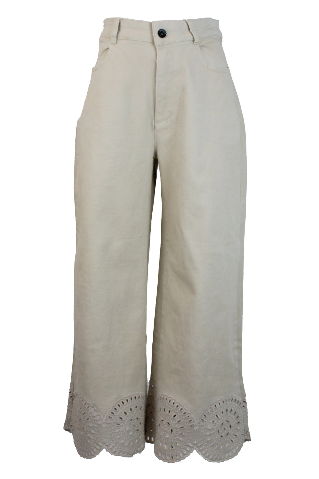 LM1100 Pantalón Pierna Ancha Bordado Inferior