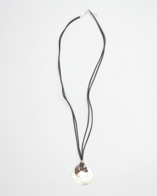COL18 Collar De Hilo Aterciopelado Con Colgante De Dos Circulos