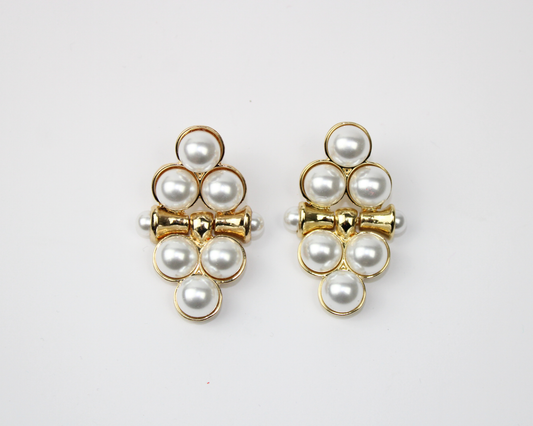 021325 Aretes De Perla En Forma De Rombo