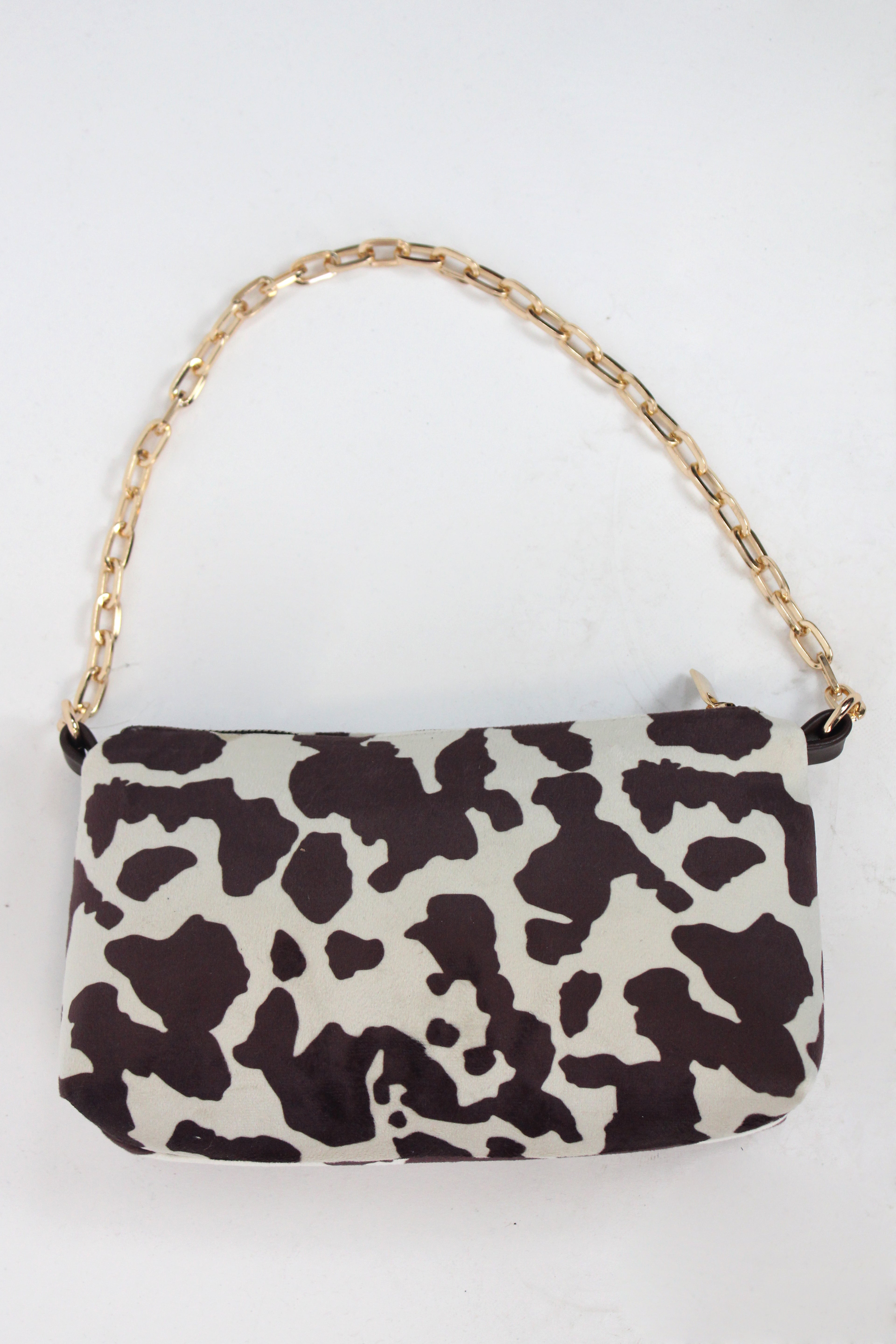 52565 Bolsa Mediana Estampado Vaca con Cadena