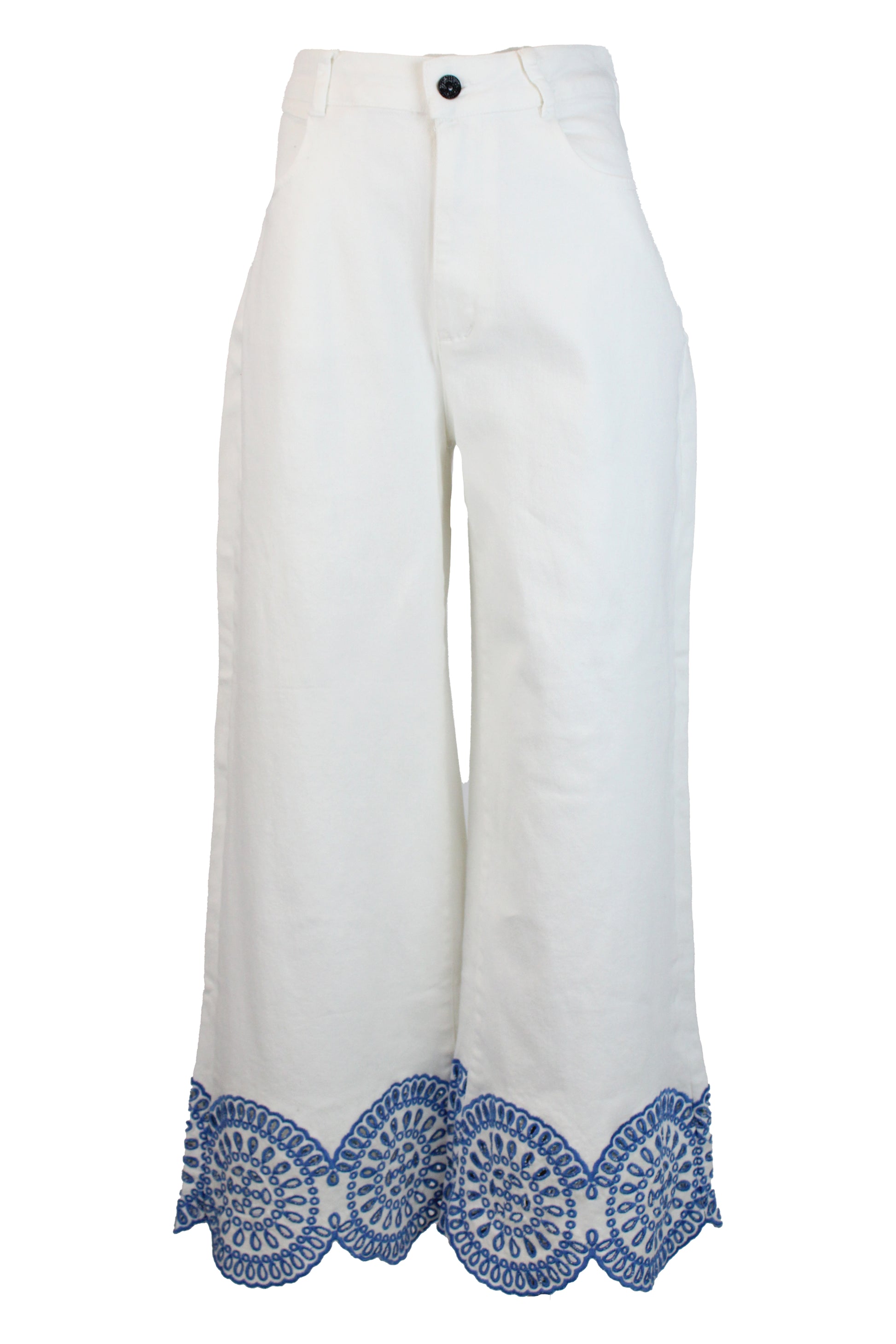 LM1100 Pantalón Pierna Ancha Bordado Inferior