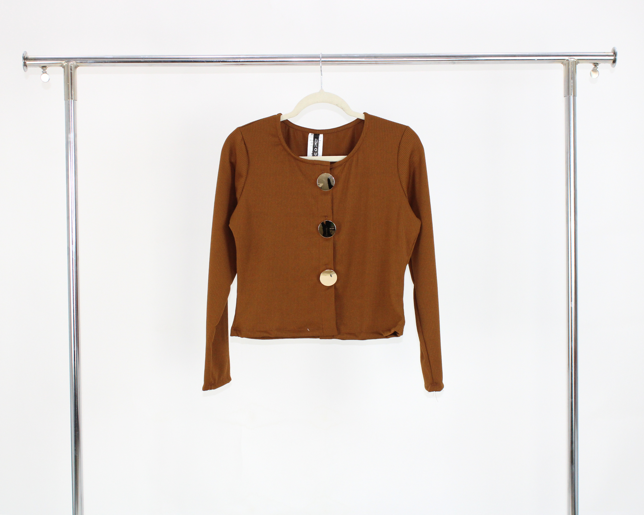 1169 Blusa Licra Rayada Manga Larga 3 Botones