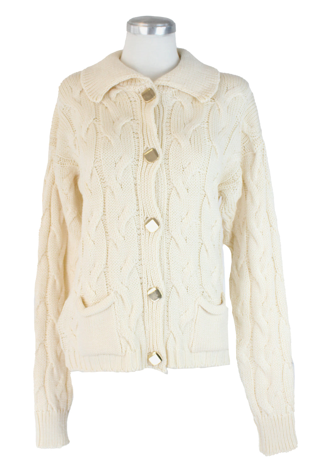 CARIME Sueter Abierto Trenzado Botones Cuadro