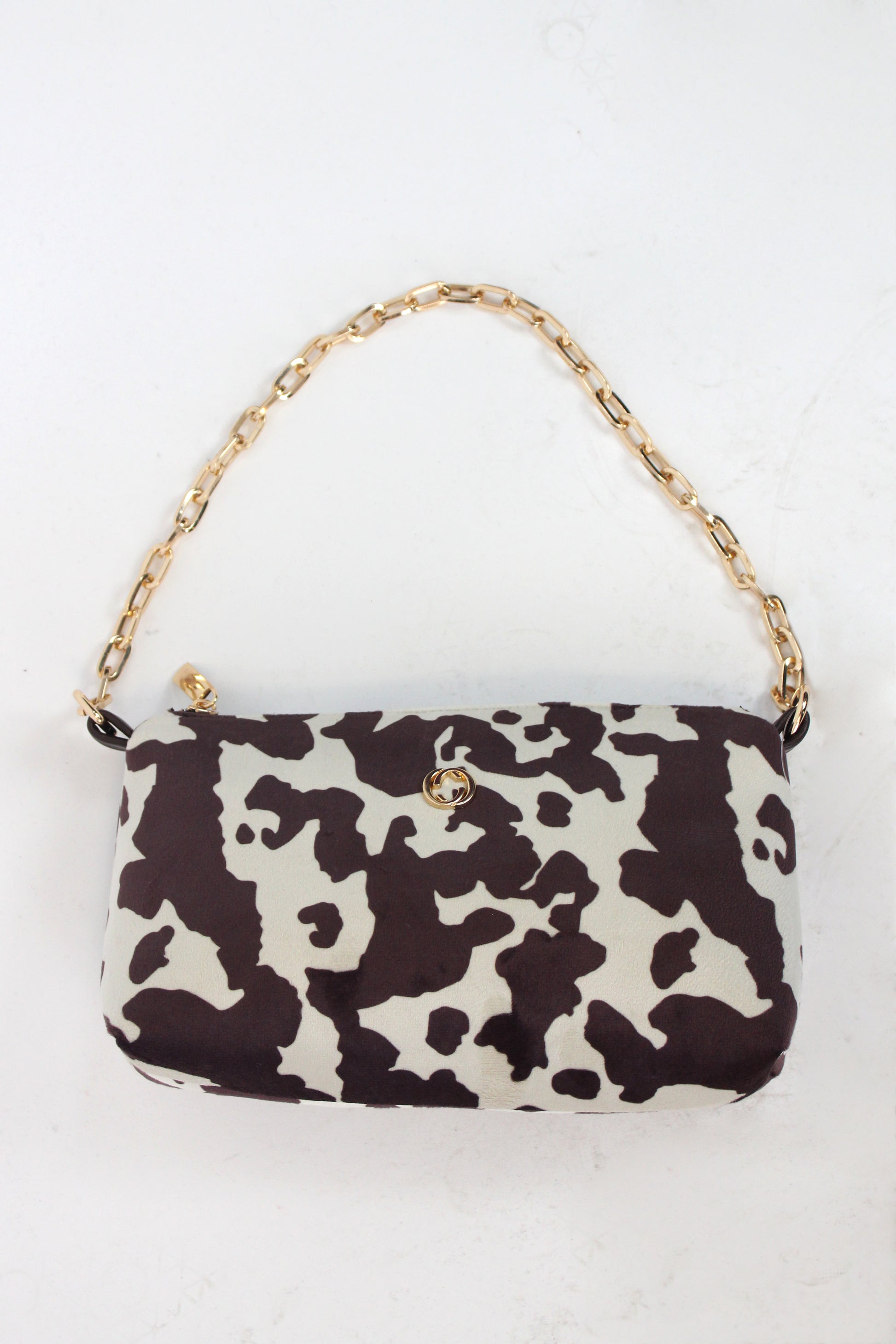 52565 Bolsa Mediana Estampado Vaca con Cadena