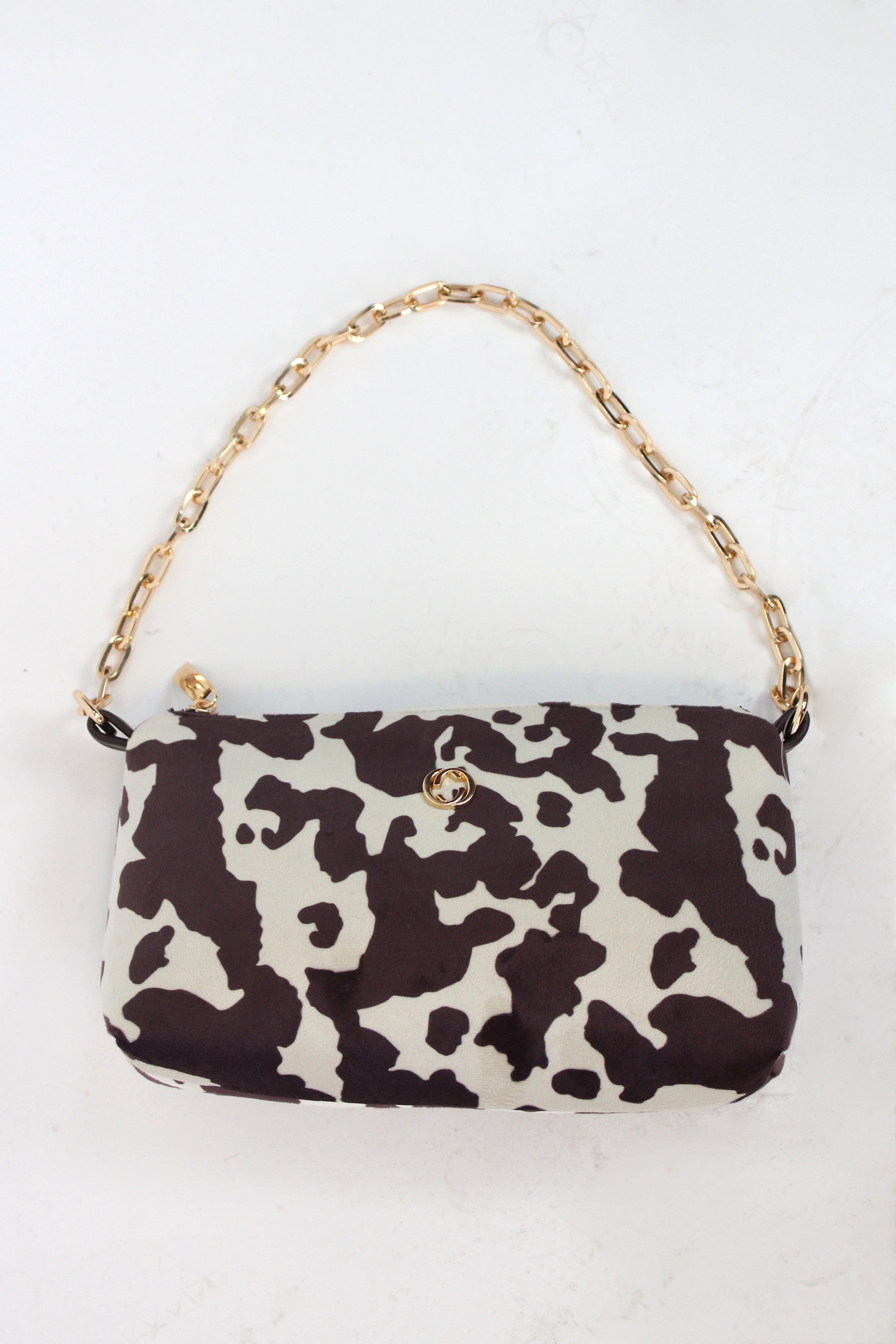 52565 Bolsa Mediana Estampado Vaca con Cadena