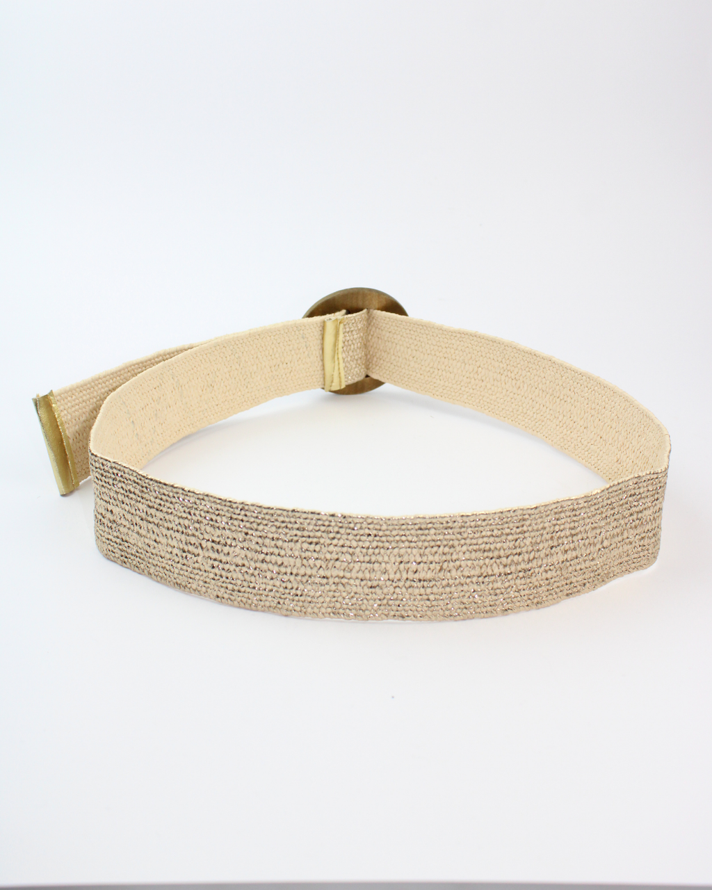 0226 cinto yute plata hebilla en circulo madera