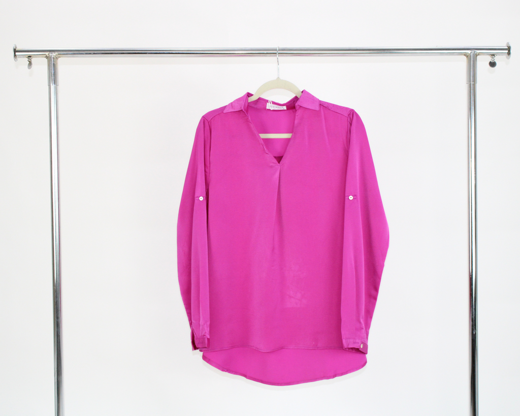 71782 Blusa Cuello camisero satin
