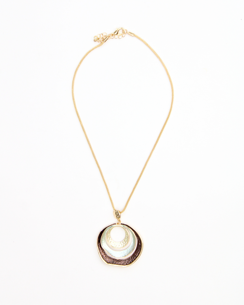 COL10 Collar De Cadena Con Colgante De Tres Aros Con Diferentes Tonalidades