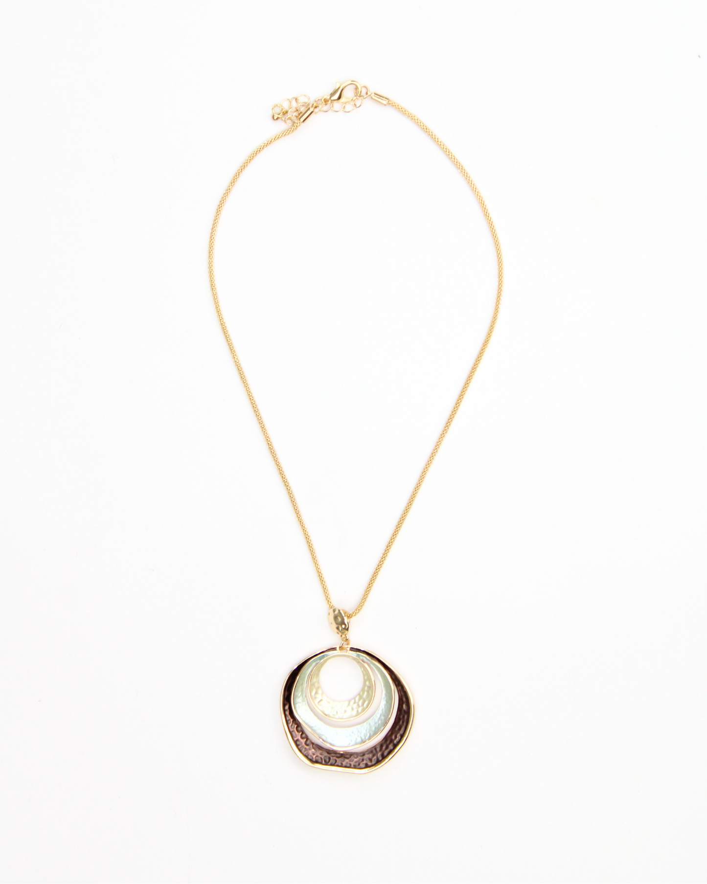 COL10 Collar De Cadena Con Colgante De Tres Aros Con Diferentes Tonalidades