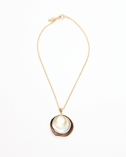 COL10 Collar De Cadena Con Colgante De Tres Aros Con Diferentes Tonalidades