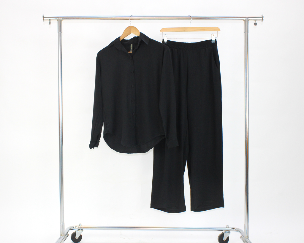 C733 Conjunto Camisa Manga Larga Boton Tela