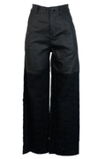 PS25890 Pantalón Mitad Vinipiel Mitad Flor Bordado