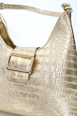 015 Bolsa Rigida Croc Dorada con Hebilla